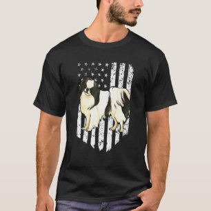 Zwart Witte Amerikaanse Vlag Japanse Chin 4 juli T-shirt