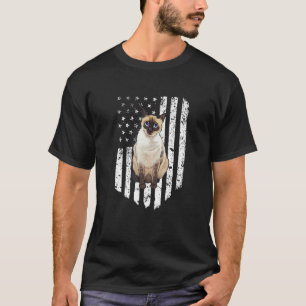 Zwart Witte Amerikaanse Vlag Siamese 4 juli Kat T-shirt
