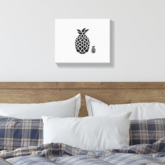 Zwart-witte ananas print op canvas (Insitu (Slaapkamer))
