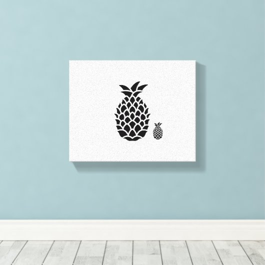 Zwart-witte ananas print op canvas (Insitu (Houten vloer))