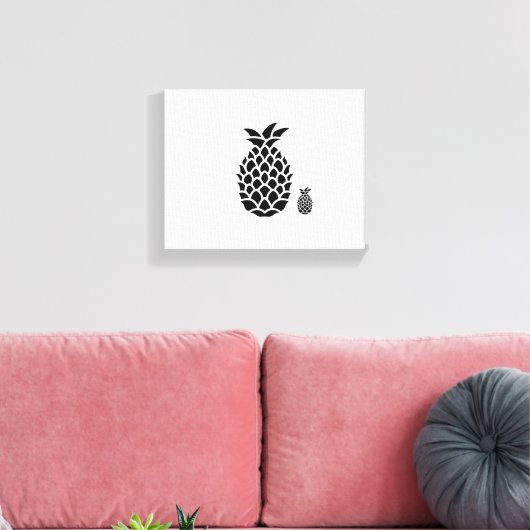 Zwart-witte ananas print op canvas (Insitu (Woonkamer))