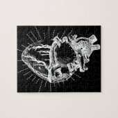 Zwart-witte anatomische hartpuzzel legpuzzel (Horizontaal)