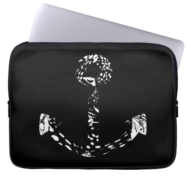 Zwart-witte anchor Fine Art Laptop Sleeve (Voorkant)