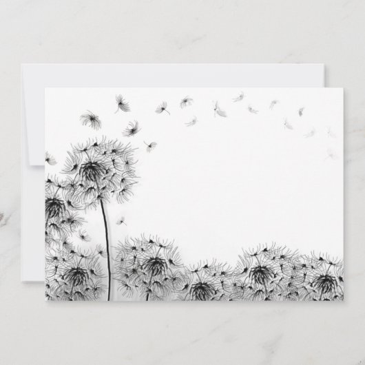 Zwart-witte andelion Hartelijk dank Bedankkaart (Achterkant)