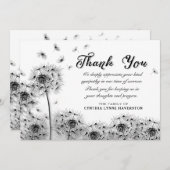 Zwart-witte andelion Hartelijk dank Bedankkaart (Voorkant / Achterkant)