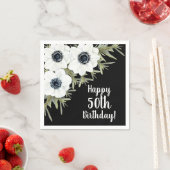 Zwart-witte Anemonen Botanische Bloemen Servet (Insitu)