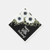 Zwart-witte Anemonen Botanische Bloemen Servet (Hoek)