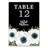 Zwart-witte anemonen botanische tafelnummers (Achterkant)