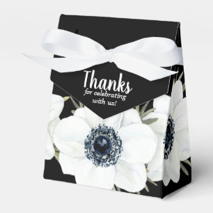 Zwart-witte Anemonen Waterverf Bloemen Bedankdoosjes