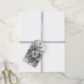 Zwart & Witte Antieke Bloemperfectie Cadeaulabel (Met Touw)