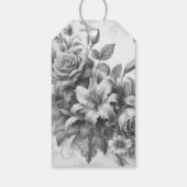 Zwart & Witte Antieke Bloemperfectie Cadeaulabel (Achterkant)