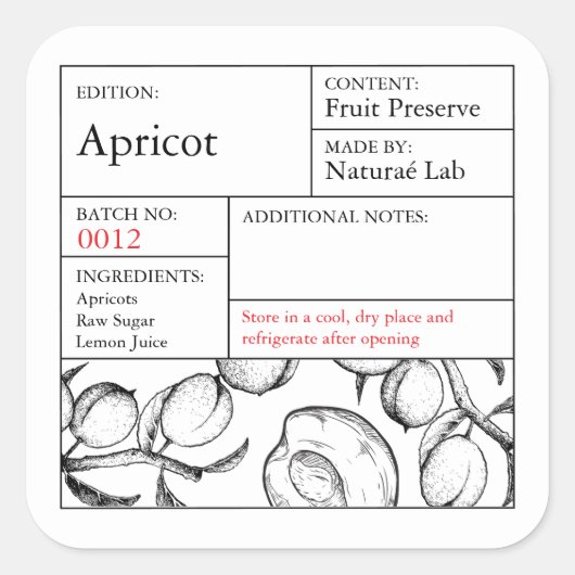 Zwart & Witte Apotheek Abrikoos label (Voorkant)