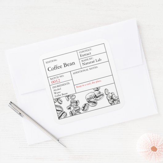 Zwart & Witte Apotheek Coffee Bean etiket (Envelop)