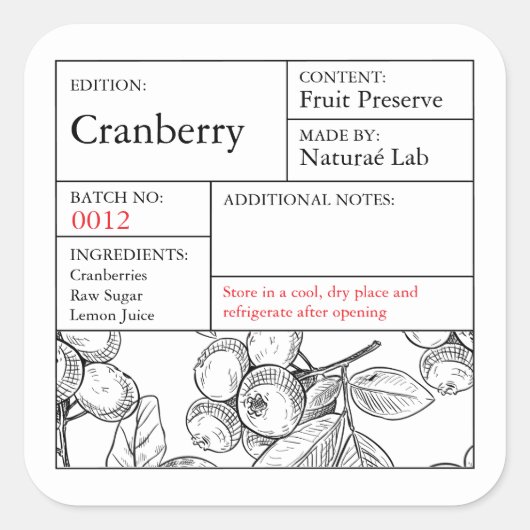Zwart & Witte Apotheek Cranberry etiket (Voorkant)