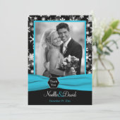 Zwart, Witte Aqua Sneeuwvlokken Dankkaart - Plat Kaart (Staand voorkant)