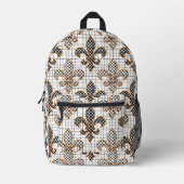 Zwart Witte Arcering Stippen Fleur-de-lis Bedrukte Rugzak (Voorkant)