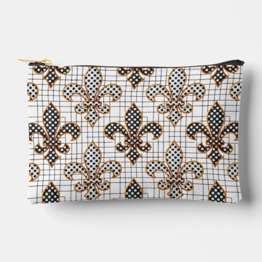 Zwart Witte Arcering Stippen Fleur-de-lis Etui (Voorkant)