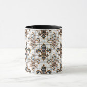 Zwart Witte Arcering Stippen Fleur-de-lis  Mok (Midden)
