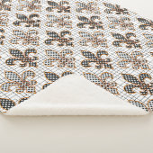 Zwart Witte Arcering Stippen Fleur-de-lis  Sherpa Deken (3/4)