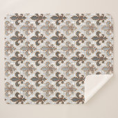 Zwart Witte Arcering Stippen Fleur-de-lis  Sherpa Deken (Voorkant (horizontaal))
