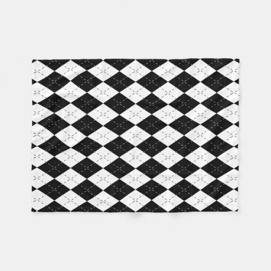 Zwart-witte Argyle Fleece Deken (Voorkant (Horizontaal))