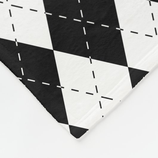 Zwart-witte Argyle Fleece Deken (Hoek)