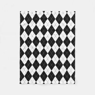 Zwart-witte Argyle Fleece Deken