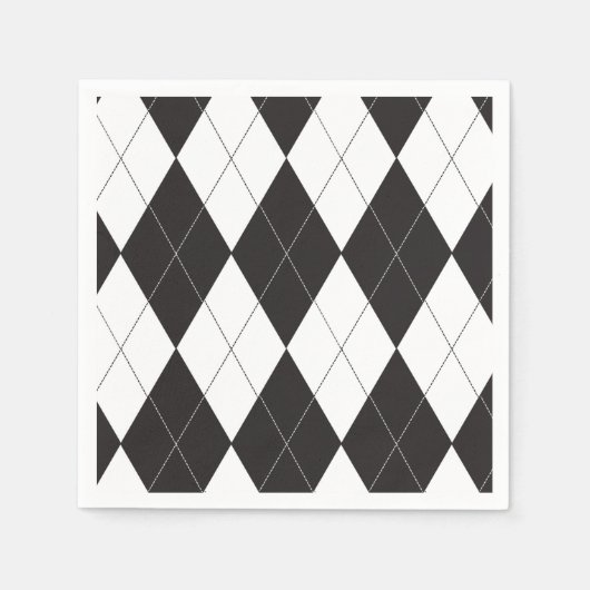 Zwart-witte Argyle Servetten (Voorkant)