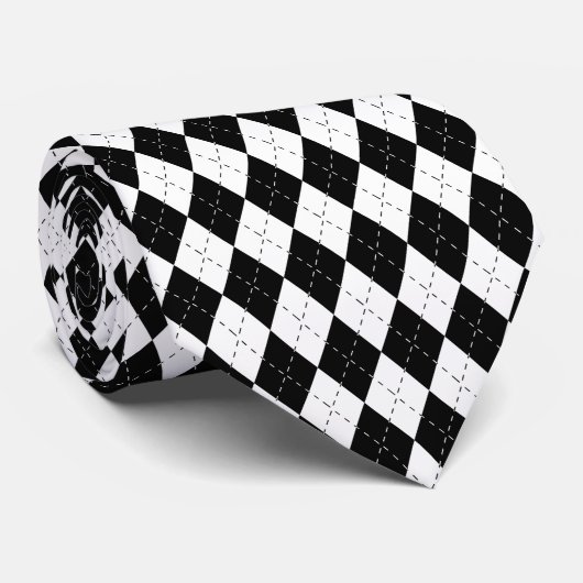 Zwart-witte Argyle Stropdas (Opgerold)