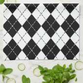 Zwart-witte Argyle Theedoek (Gevouwen)