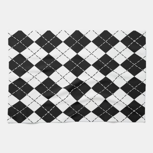 Zwart-witte Argyle Theedoek (Horizontaal)