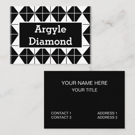 Zwart-witte Argyle Visitekaartje (Voorkant / Achterkant)