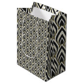 Zwart & Witte Art Deco Medium Cadeauzakje (Voorkant Gekanteld)