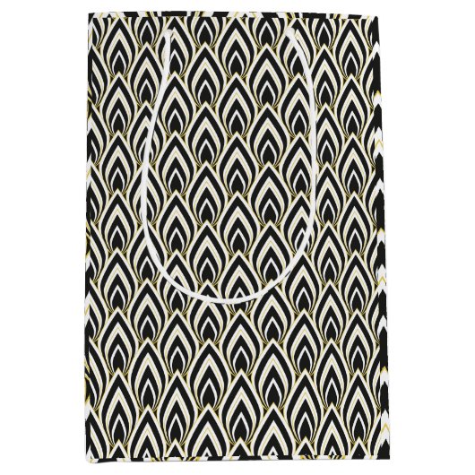 Zwart & Witte Art Deco Medium Cadeauzakje (Voorkant)