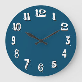 Zwart-witte artistieke getallen diepblauw grote klok