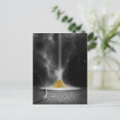 Zwart-witte astronaut en gouden piramide briefkaart (Staand voorkant)