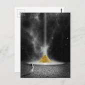 Zwart-witte astronaut en gouden piramide briefkaart (Voorkant / Achterkant)