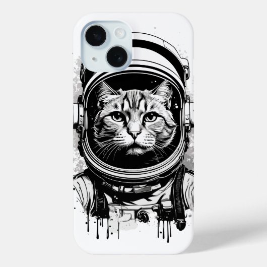 Zwart-witte astronaut kat Case-Mate iPhone case (Achterkant)