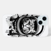 Zwart-witte astronaut kat Case-Mate iPhone case (Achterkant (horizontaal))
