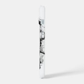 Zwart-witte astronaut kat iPhone 15 case (Linkerkant)