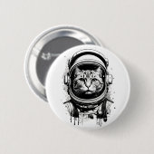 Zwart-witte astronaut kat ronde button 5,7 cm (Voorkant /achterkant)