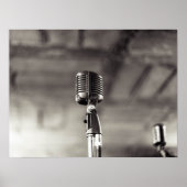  zwart-witte audiopolle microfoonpost poster (Voorkant)