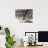 zwart-witte audiopolle microfoonpost poster (Thuiskantoor)