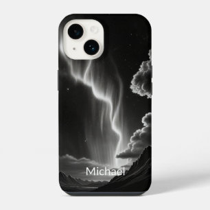 Zwart & Witte Aurora Persoonlijke Naam iPhone 14 Hoesje