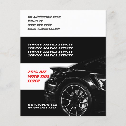 Zwart-witte auto flyer (Achterkant)