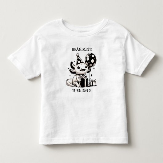Zwart-witte Axolotl & Ballonnen Verjaardag Kinder Shirts (Voorkant)