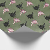 Zwart-witte Axolotls Art Cadeaupapier (Hoek)