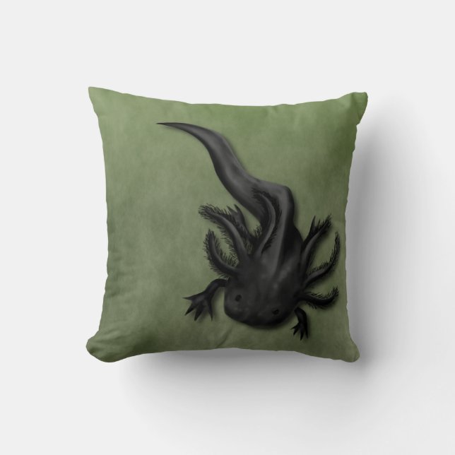 Zwart-witte Axolotls Art Kussen (Voorkant)