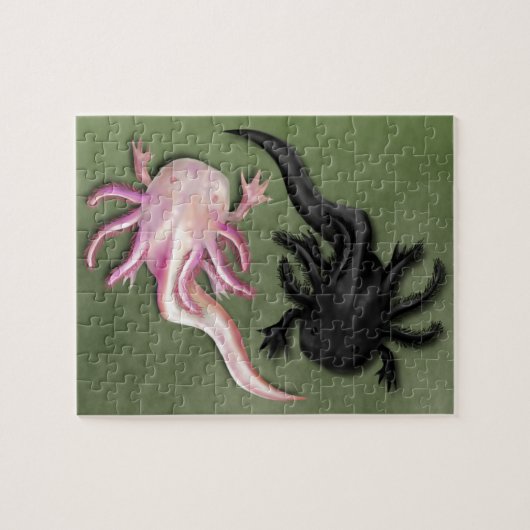 Zwart-witte Axolotls Art Legpuzzel (Horizontaal)