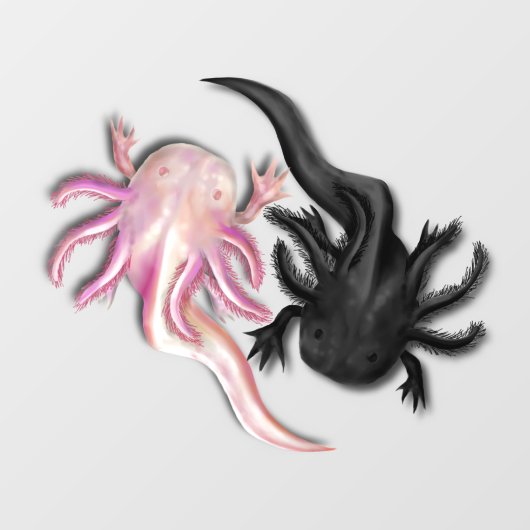 Zwart-witte Axolotls Art Raamsticker (Vel)